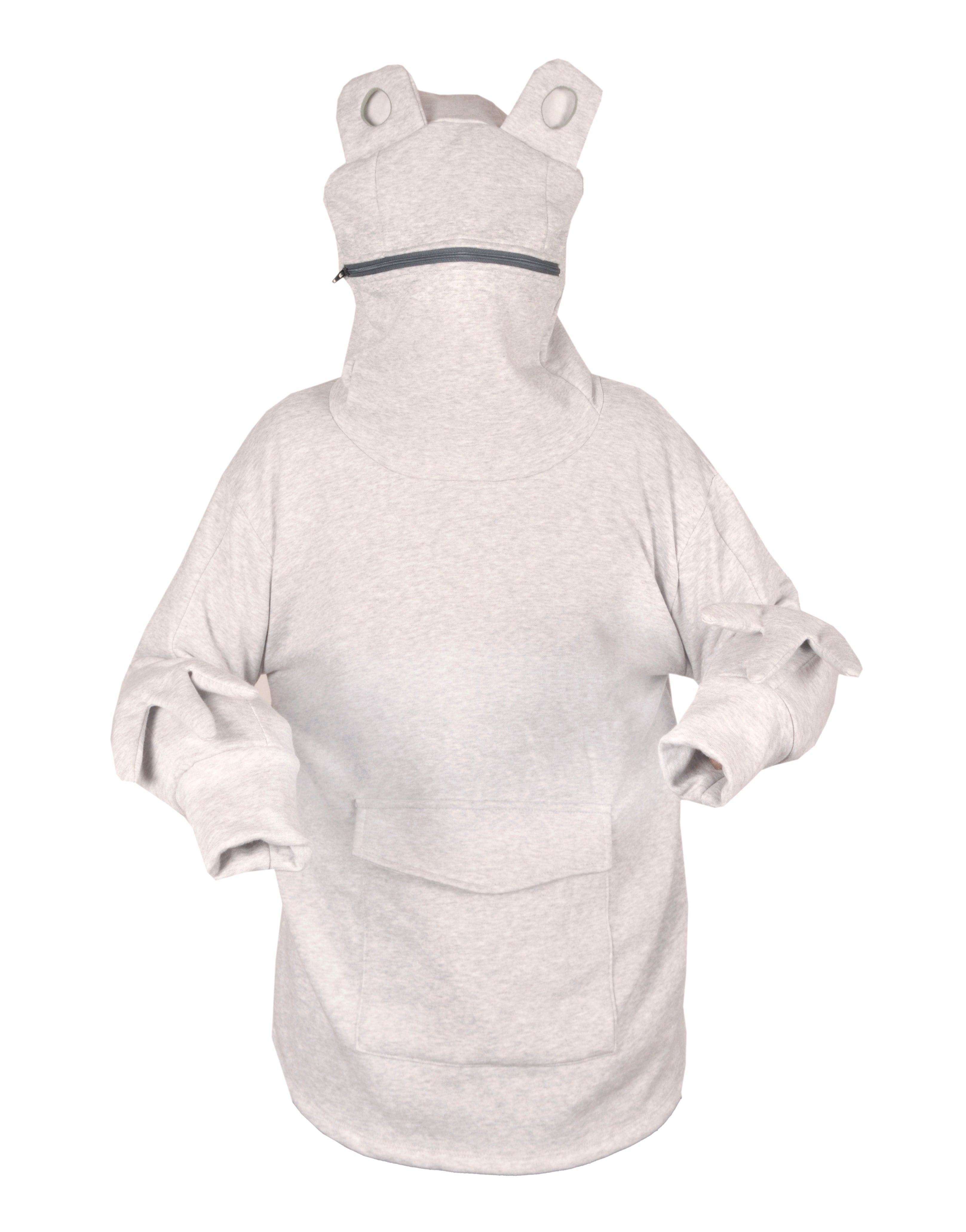 Halloween Costume Funny Women Frog Hoodie Zipper Mouth Sweatshirt